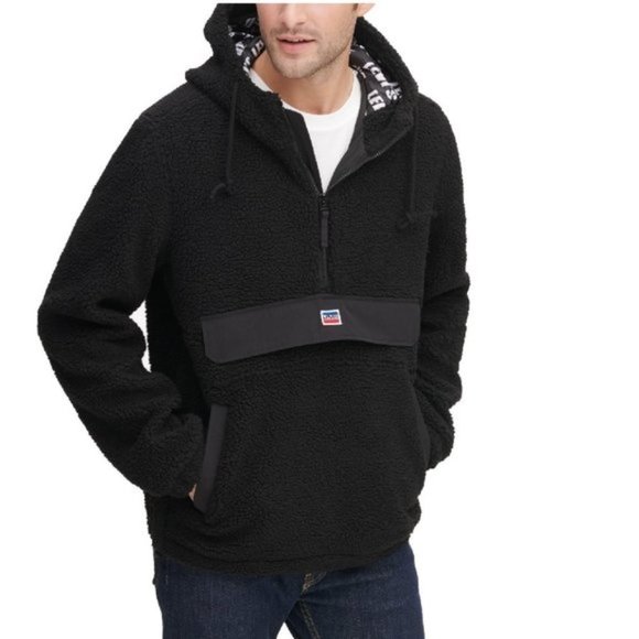 Levi's Faux Shearling Hooded Partial Zip Sweater - Picture 2 of 7
